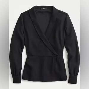 J.Crew Drapey faux-wrap top in 365 crepe